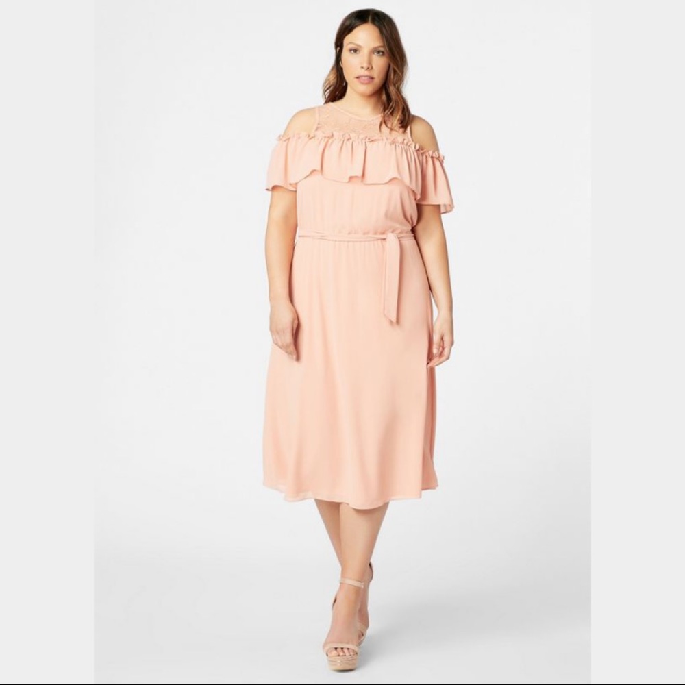 JustFab Cold Shoulder Midi Dress